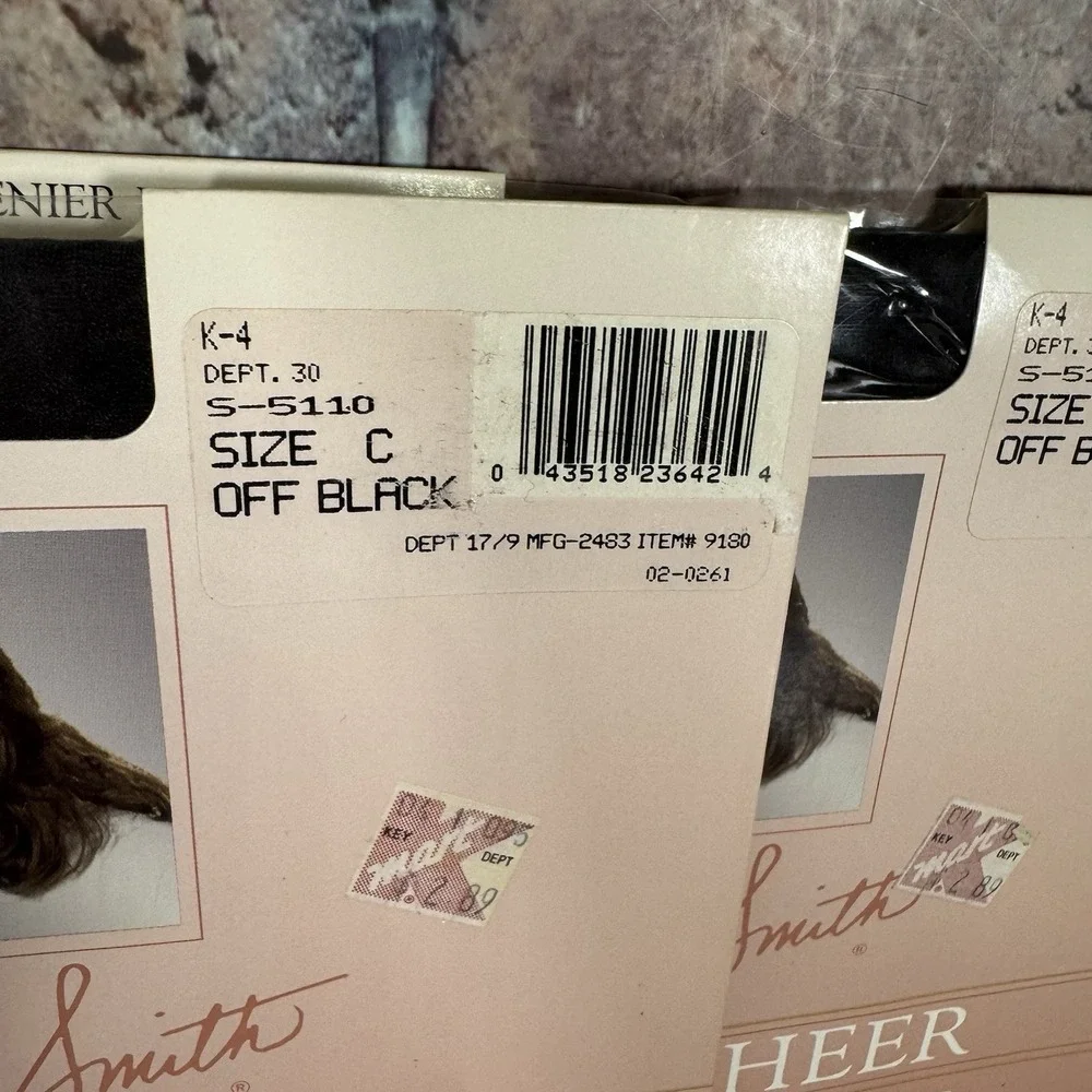 Jaclyn Smith Pantyhose Lot 2 Pairs Silky Sheer Off Black  Sz C Vintage USA Lycra